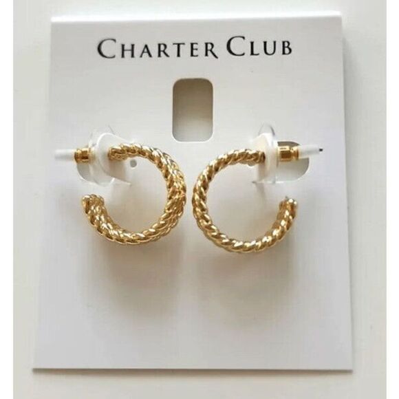 Charter Club NWT Gold Twist Hoop Earrings $35+ - Picture 4 of 5